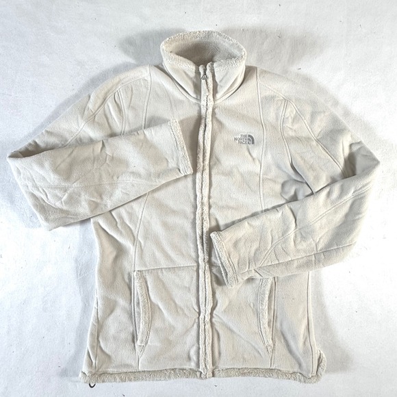 The North Face Fleece Jacket Women's Large Full Zip Off White Soft Shell - Picture 2 of 7